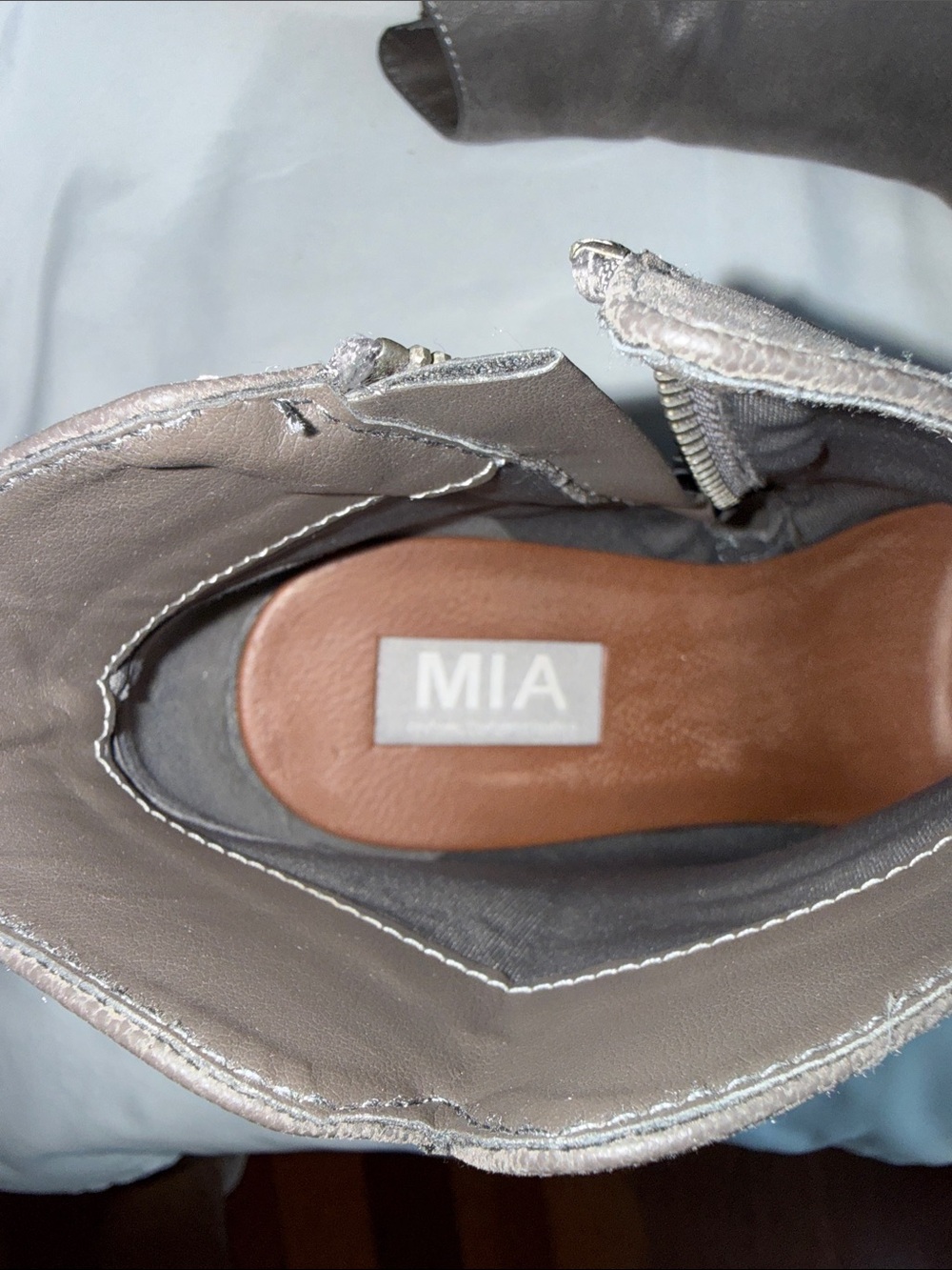 MIA Gray Pointed Toe Ankle Booties 3” heel, Size 9 - Picture 3 of 5